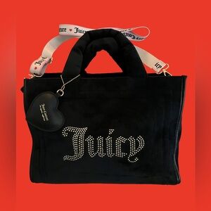 NWOT JUICY COUTURE EXTRA SPENDER LARGE TOTE BAG CROSSBODY BLACK LIQUORICE